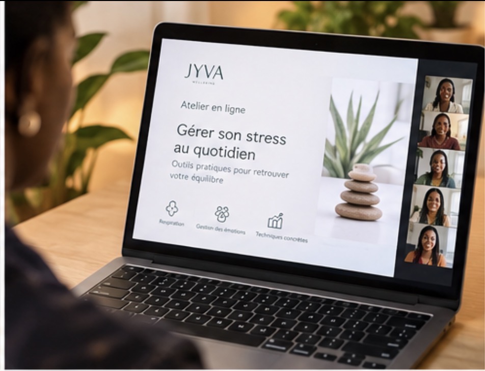 Illustration d’un atelier en ligne sur la gestion du stress